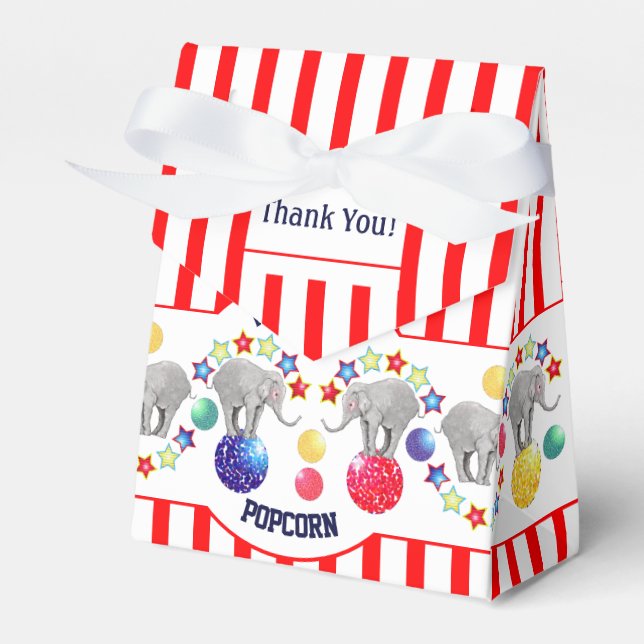 Circus Theme Gourmet Snack Party Favor Boxes (Front Side)