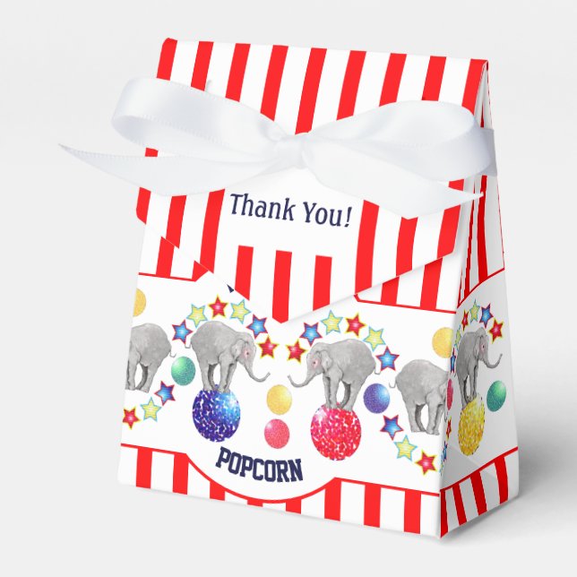 Circus Theme Gourmet Snack Party Favor Boxes (Front Side)