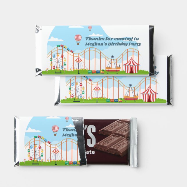 Circus theme park thank you party add name hershey bar favors (Front)