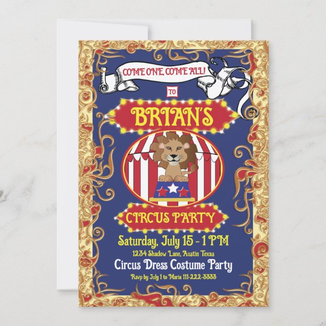 Circus Theme Party Invitations (Front)