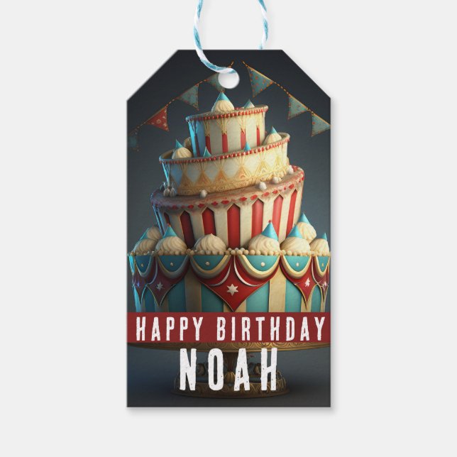 Circus themed Birthday Gift Tags (Front)