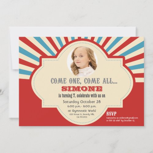 Circus Themed  Birthday Invitation