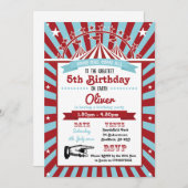 Circus themed birthday party invitation (Front/Back)