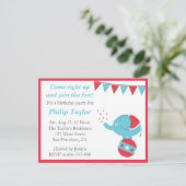 Circus Themed Birthday Party with Cute Elephant Invitation (Standing Front)