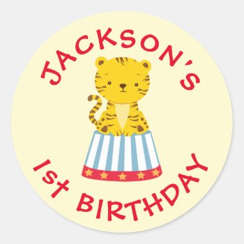 Circus Themed Birthday Sticker- Bday Labels by AestheticJourneys at Zazzle