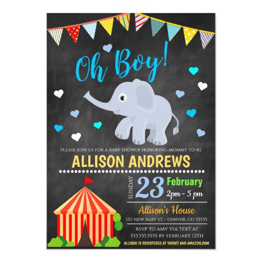 Circus Themed Boy Baby Shower Invitation | Zazzle.com