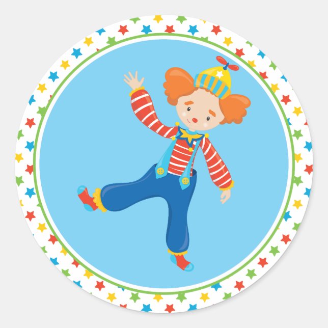 Circus Themed | Funny Clown Classic Round Sticker (Front)