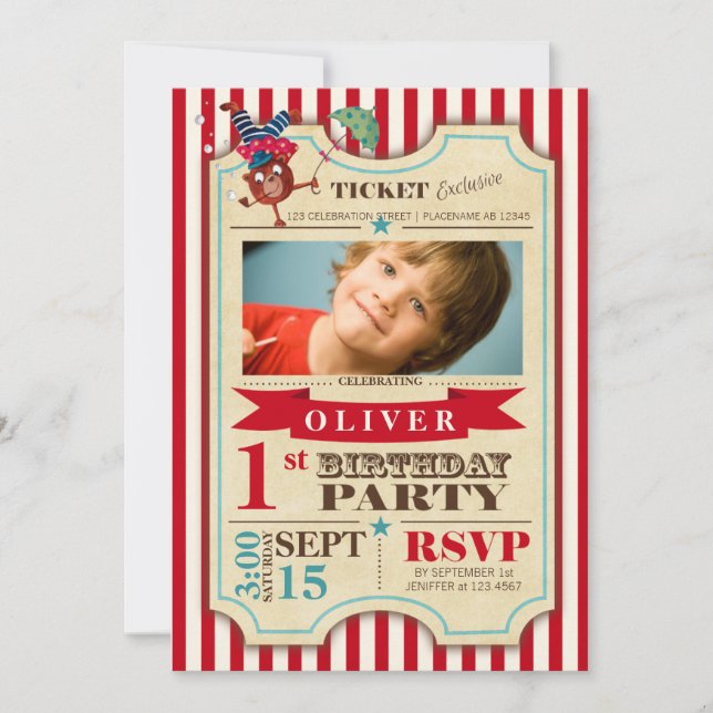 Circus Ticket 1 st Birthday | Party Invitation (Front)