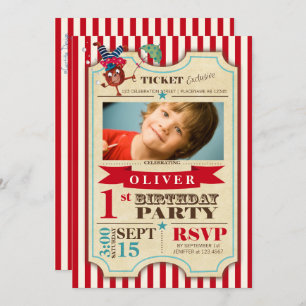 Circus Ticket 1 st Birthday Party Invitation