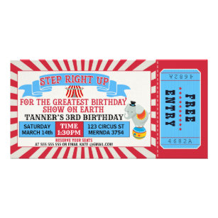 Circus Ticket Birthday Invitation Photocard