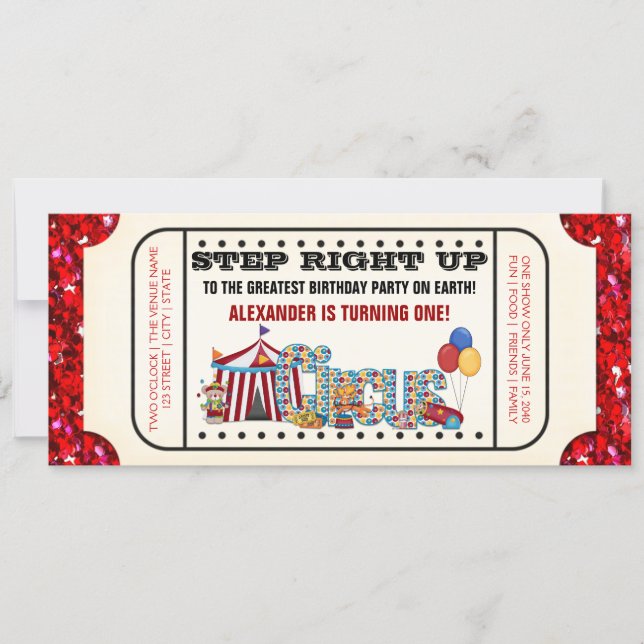 Circus Ticket Birthday Party Invitation (Front)