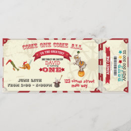 Circus Ticket Circus Show Boy 1st Birthday Party Invitation