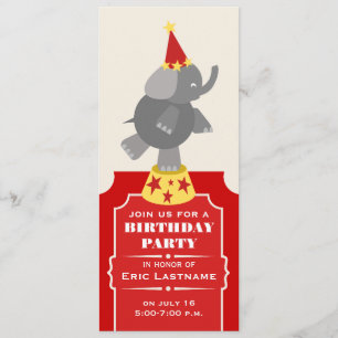 Circus Ticket Elephant Birthday Party Invitation