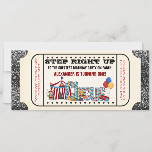 Circus Ticket Party Invitation (Front)