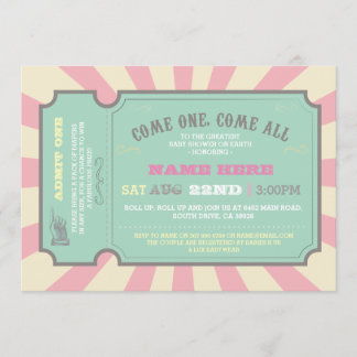 Circus Ticket Pink Baby Shower Invitation