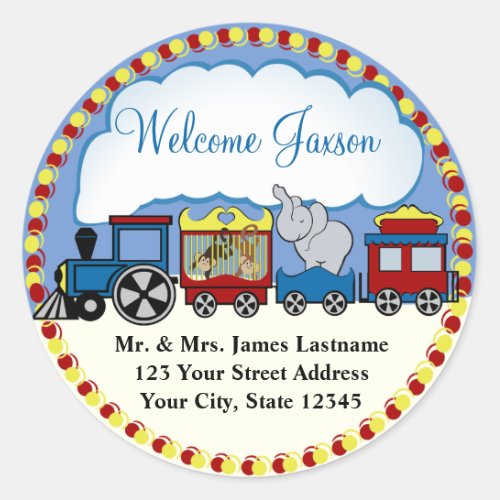 Circus Train Address Classic Round Sticker