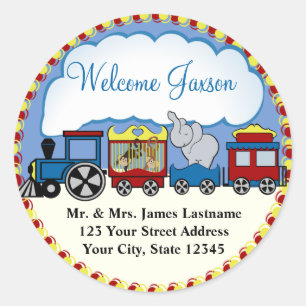 Circus Train Address Classic Round Sticker