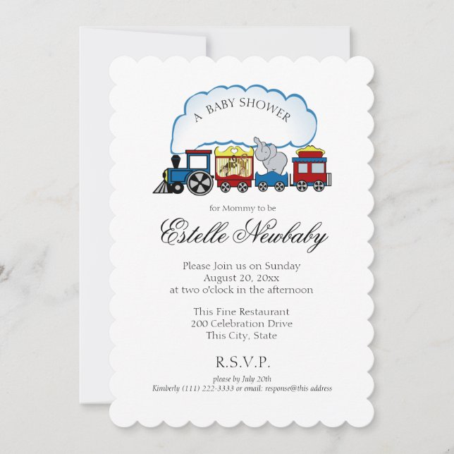 Circus Train Baby Shower Invitation (Front)