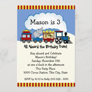 Circus Train Birthday Invitation