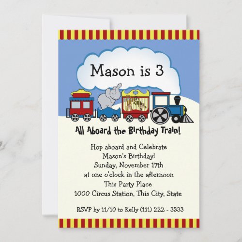 Circus Train Birthday Invitation