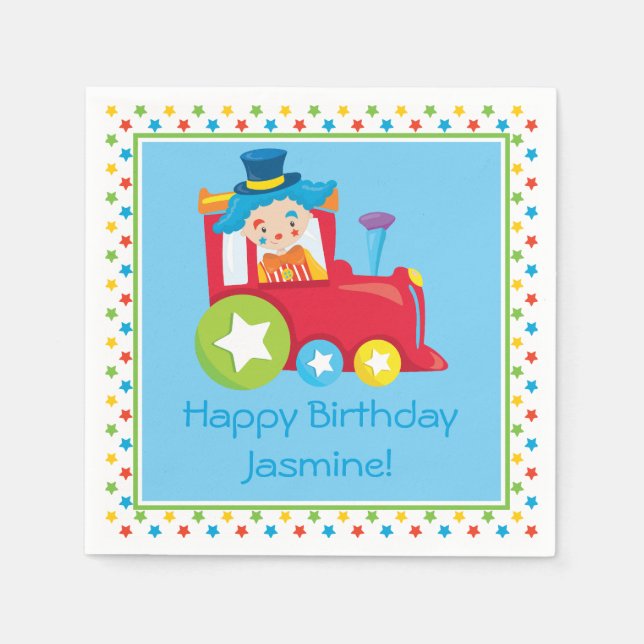 Circus Train | Personalized Paper Napkins (Front)