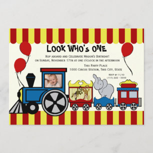 Circus Train Photo Invitation