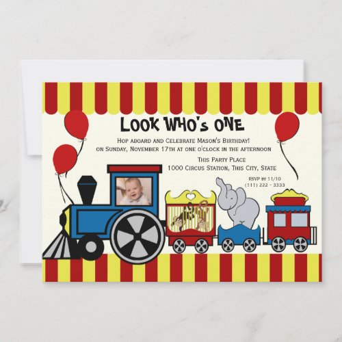Circus Train Photo Custom Announcement