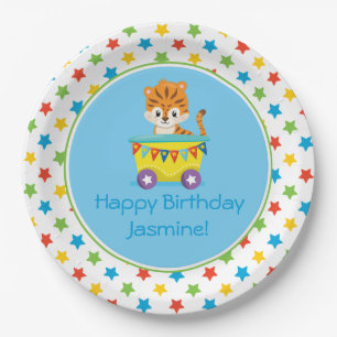 Circus Train Tiger Personalized Paper Plates