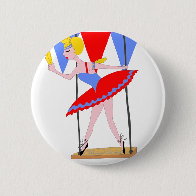 Circus Trapeze Artist Circus Party Button (Front)