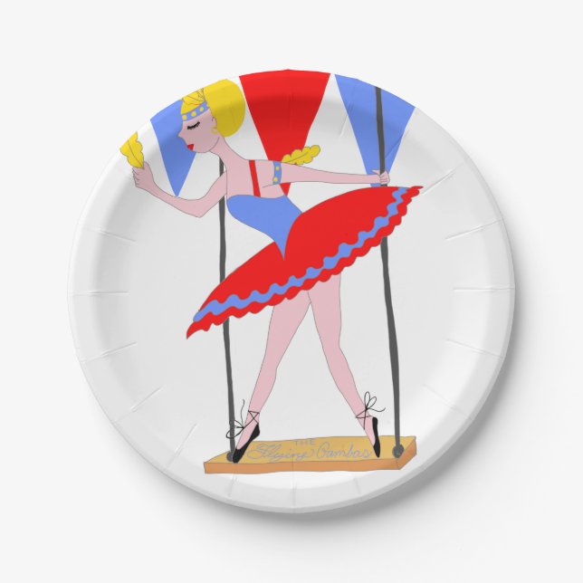 Circus Trapeze Artist Circus Party Paper Plates (Front)
