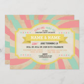 Circus Twins Birthday Mint & Coral Carnival Invite (Front/Back)