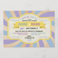 Circus Twins Birthday Party Blue Carnival Invite