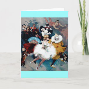Circus vintage poster ballerina dogs trapez card