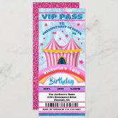 Carnival Birthday Party Ticket Invitation
