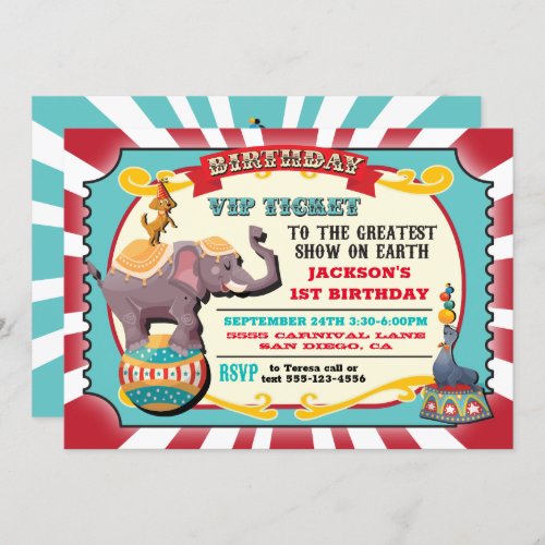 Circus VIP ticket birthday party Invitation