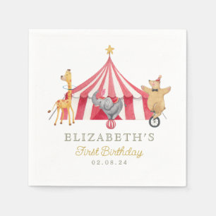 Circus Watercolor Birthday cute animals Napkins
