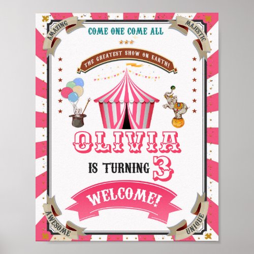 Circus welcome party sign Carnival welcome poster