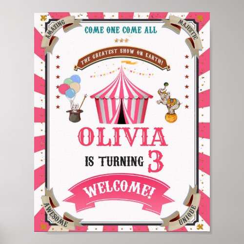 Circus welcome party sign Festival welcome poster