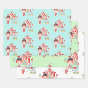 Circus wrapping paper, birthday gift wrap