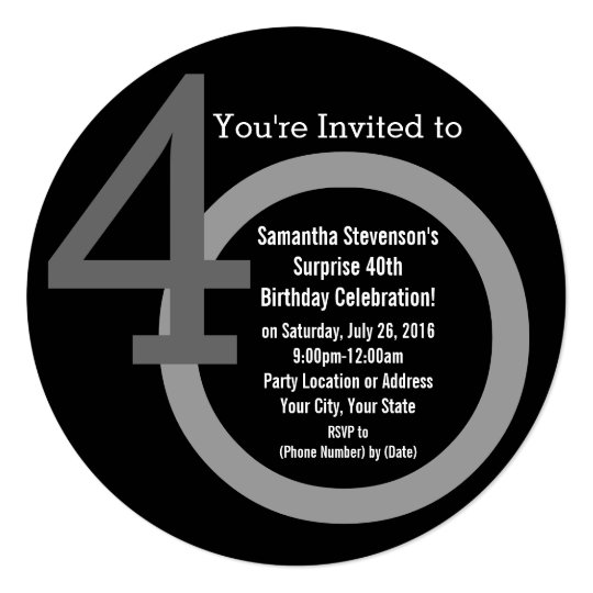 cirle round numbers 40th birthday party invitation zazzle com