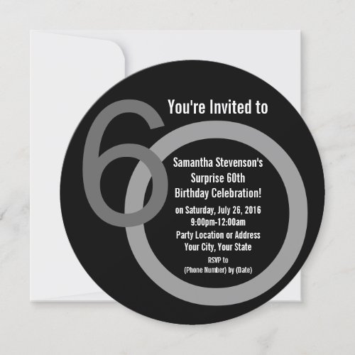 Cirle Round Numbers 60th Birthday Party Invitation