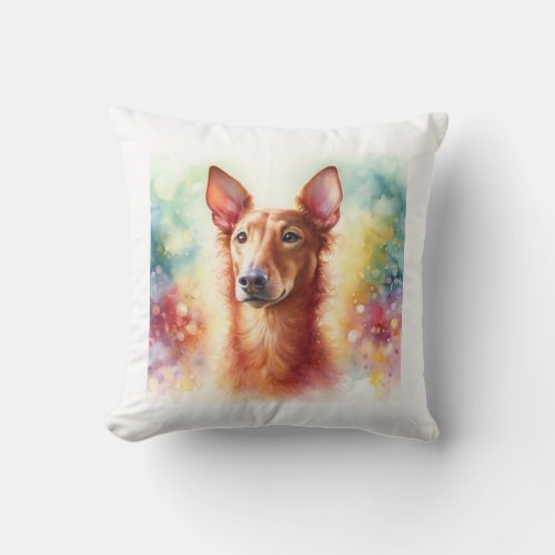 Cirneco dell Etna Dog AREF1606 _ Watercolor Throw Pillow