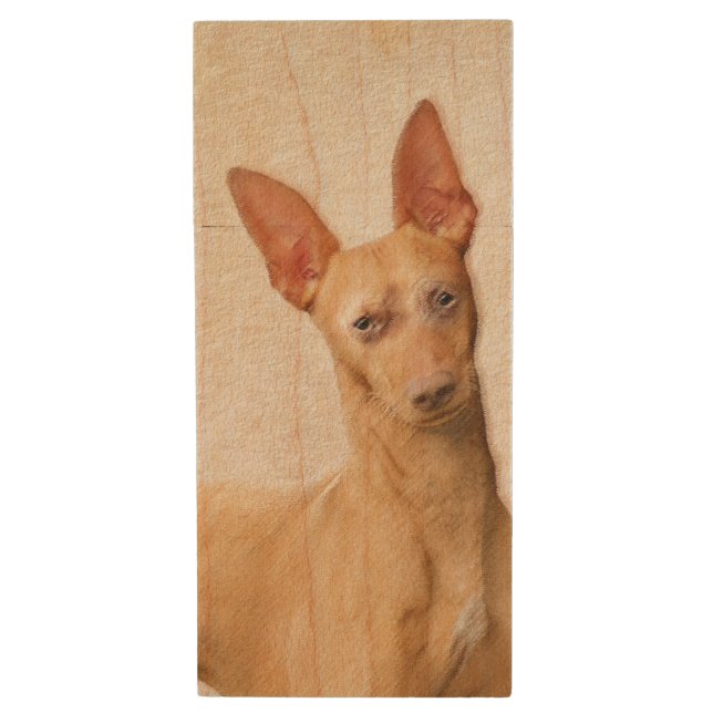 Cirneco dell’Etna Painting - Cute Original Dog Art Wood Flash Drive (Front Vertical)