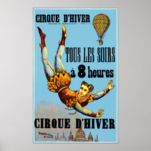 CIRQUE D' HIVER Vintage French Acrobatic Circus Poster