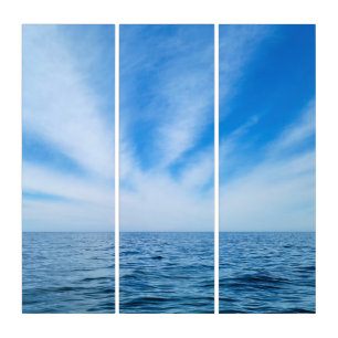 Cirrus Clouds over Lake Michigan Faux Canvas Print Triptych