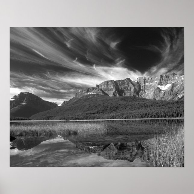 Cirrus clouds over Waterfowl Lake, Banff Poster (Front)