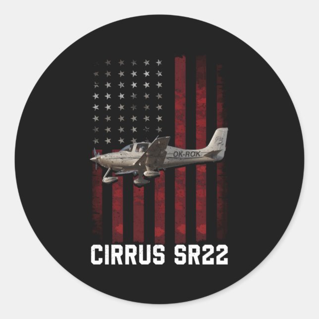 Cirrus Sr22 Aircraft Classic Round Sticker (Front)