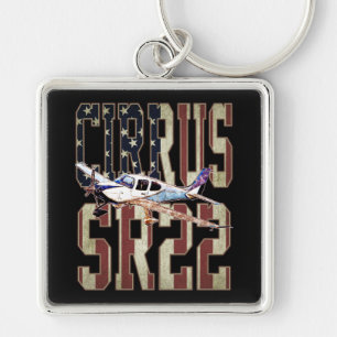 Cirrus SR22 Aircraft Vintage United States Flag Keychain