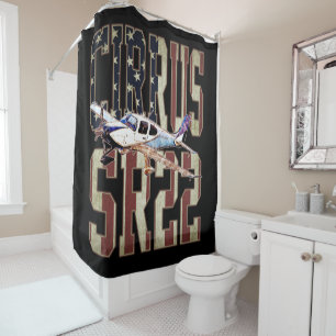 Cirrus SR22 Aircraft Vintage United States Flag Shower Curtain