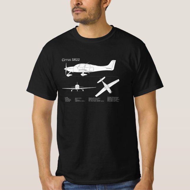 Cirrus SR22 - Airplane Blueprint Drawing Plans ABD T-Shirt (Front)